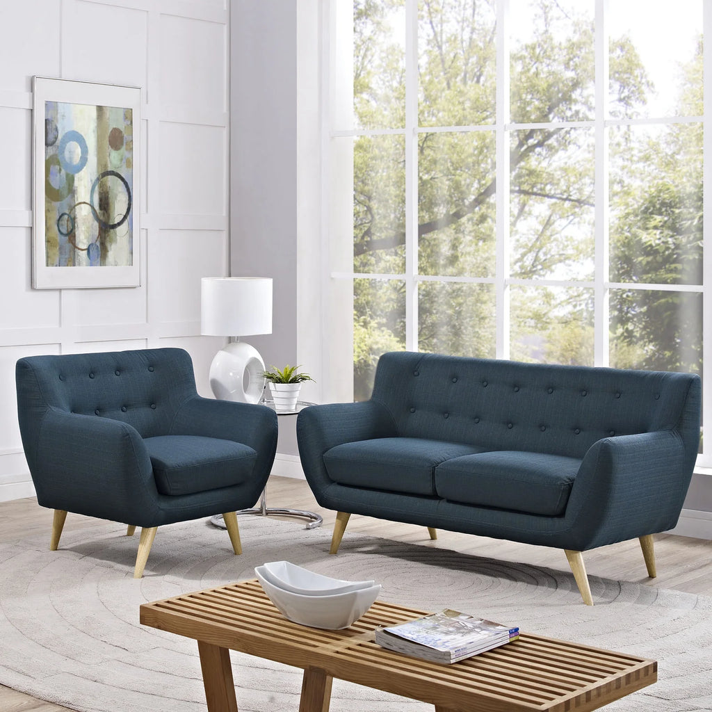 Navy Fabric 2 pcs Living Room Set M841